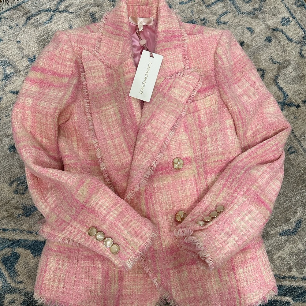 Loveshackfancy pink tweed blazer